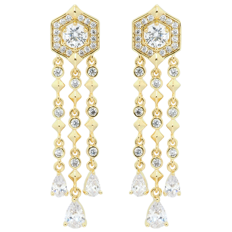 Серьги Xuping QQMM Позолота 14K пусеты Декоративные подвески с цирконием фото №10