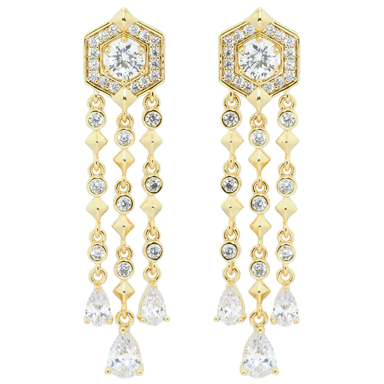 Сережки Xuping QQMM Позолота 14K пусети Декоративні підвіски з цирконієм фото №6