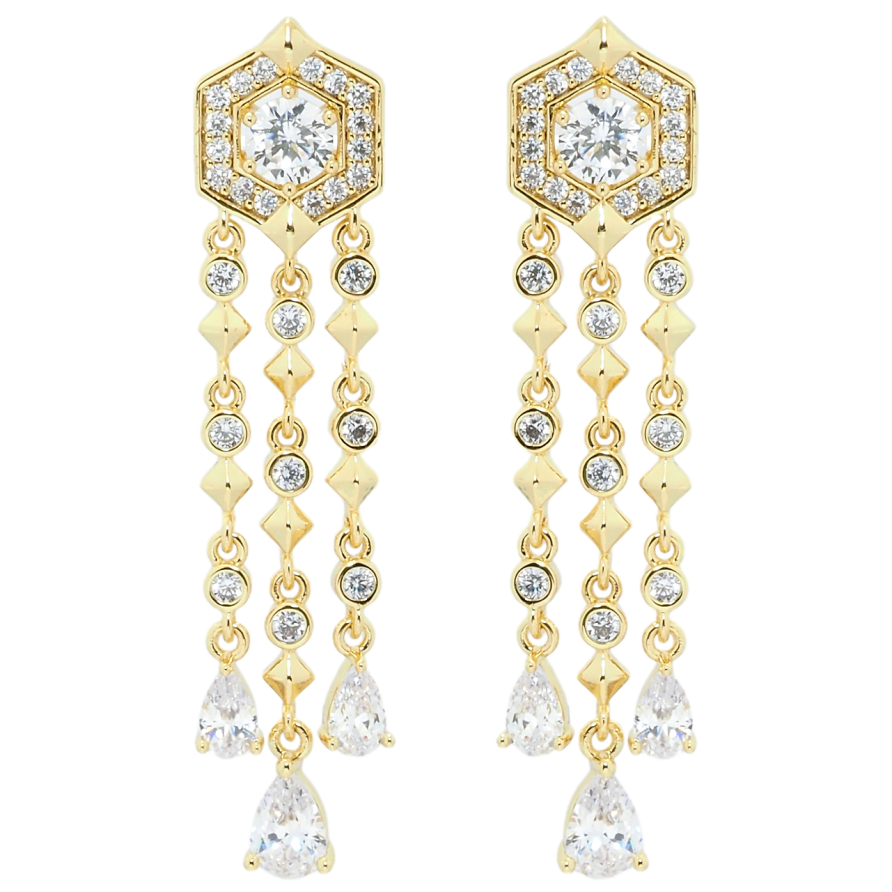 Сережки Xuping QQMM Позолота 14K пусети Декоративні підвіски з цирконієм фото №1