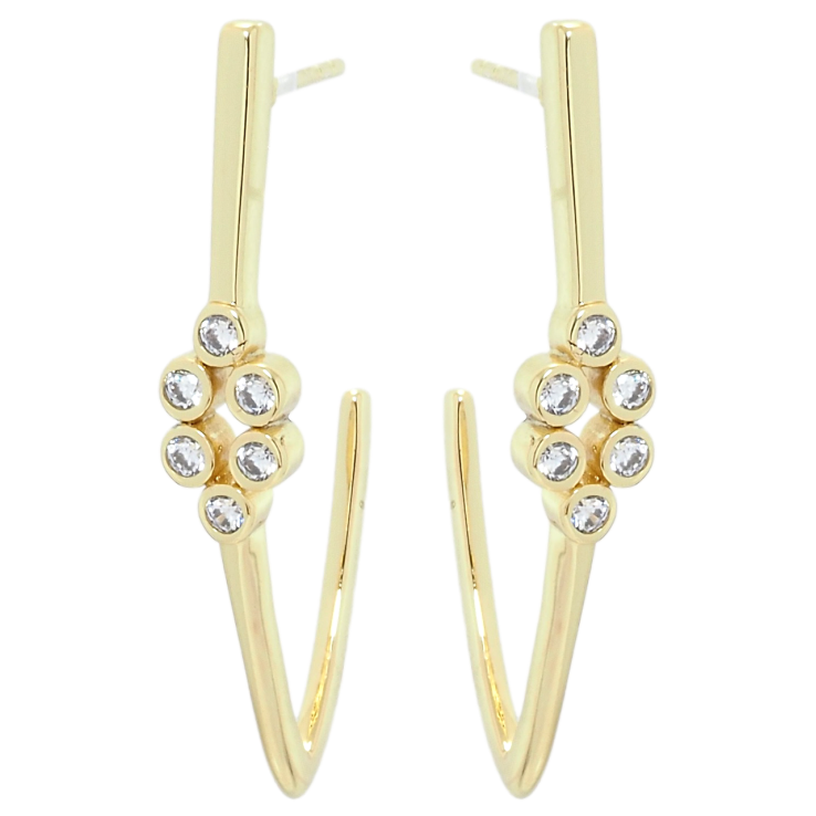 Серьги Xuping QQMM Позолота 14K пусеты Скобы с цирконием фото №6