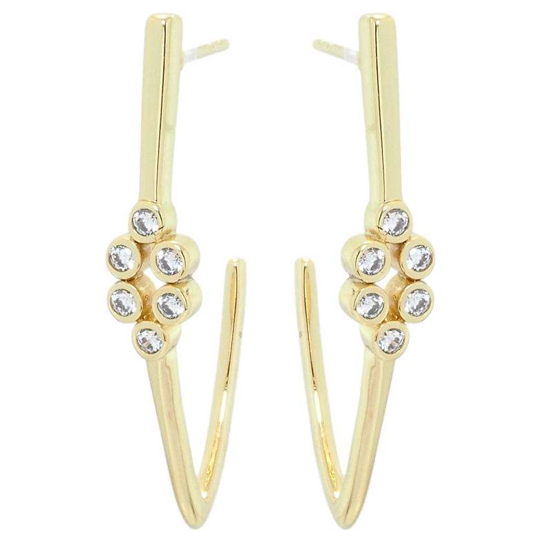 Серьги Xuping QQMM Позолота 14K пусеты Скобы с цирконием фото №1