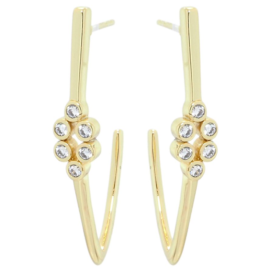 Серьги Xuping QQMM Позолота 14K пусеты Скобы с цирконием фото №1