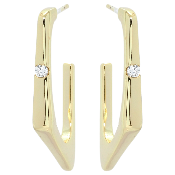 Серьги Xuping QQMM Позолота 14K пусеты Скобы фигурные с цирконием фото №5