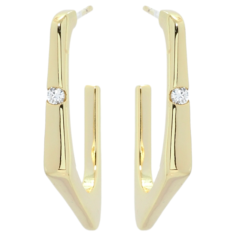 Серьги Xuping QQMM Позолота 14K пусеты Скобы фигурные с цирконием фото №1