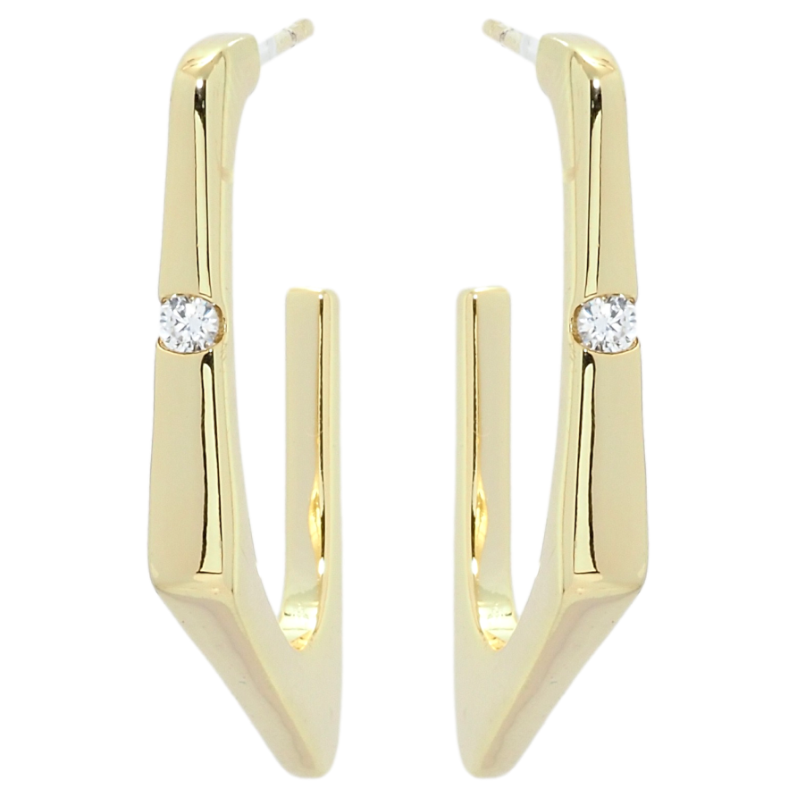 Серьги Xuping QQMM Позолота 14K пусеты Скобы фигурные с цирконием фото №1