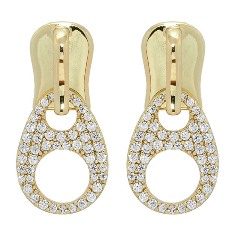 Сережки Xuping QQMM Позолота 14K пусети Бігунки з цирконієм фото №1