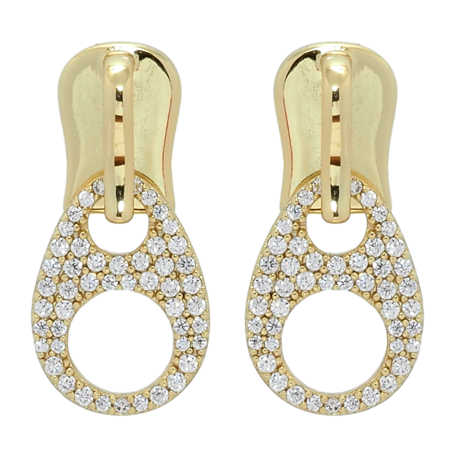 Сережки Xuping QQMM Позолота 14K пусети Бігунки з цирконієм фото №1