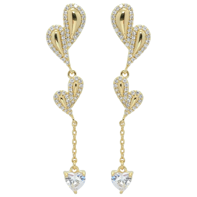 Сережки Xuping QQMM Позолота 14K пусети Декоративні підвіски з цирконієм фото №1