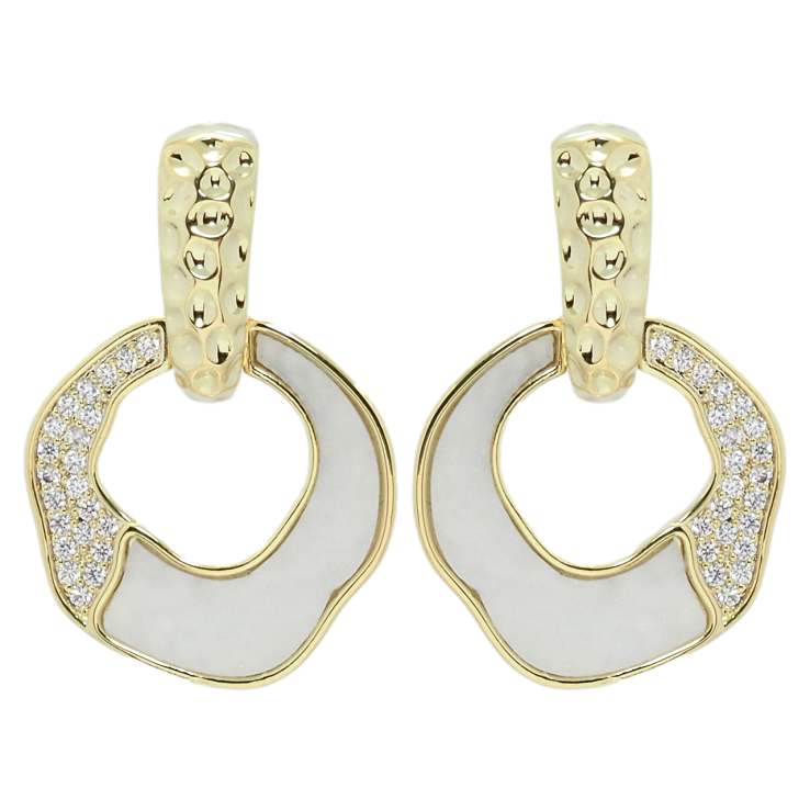 Серьги Xuping QQMM Позолота 14K пусетыФигурные колечки с перламутровыми вставками фото №9