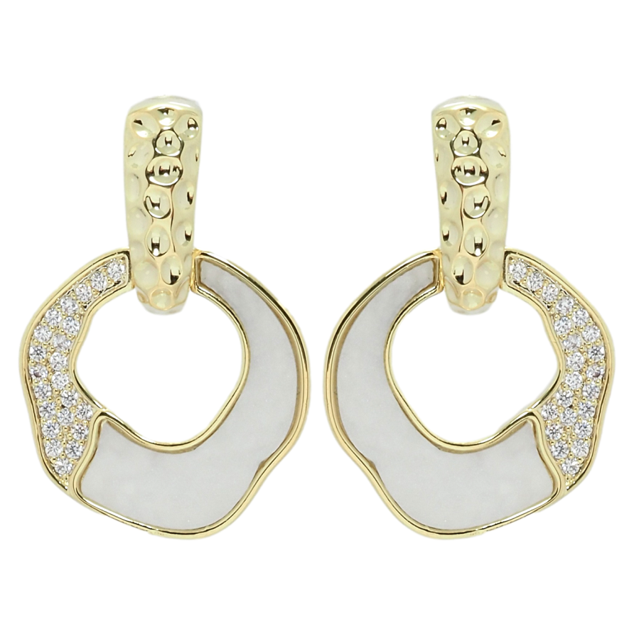 Серьги Xuping QQMM Позолота 14K пусетыФигурные колечки с перламутровыми вставками фото №1