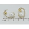 Серьги Xuping QQMM Позолота 14K пусеты Жемчужины в полукольцах фото №2