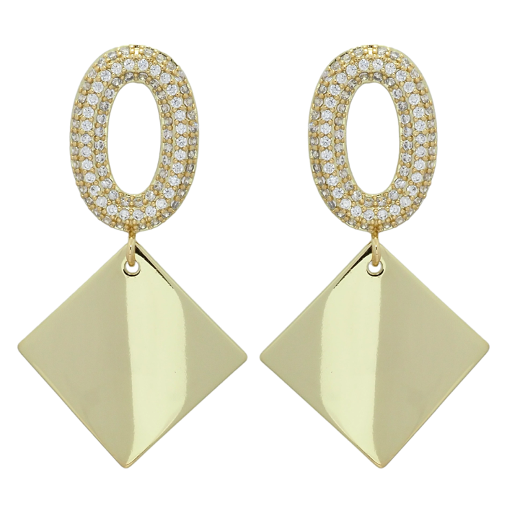 Серьги Xuping QQMM Позолота 14K пусеты Ромбовые подвески фото №25