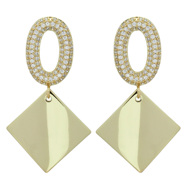 Серьги Xuping QQMM Позолота 14K пусеты Ромбовые подвески фото №1