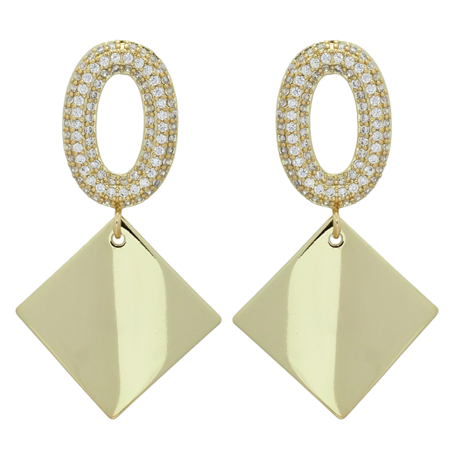 Сережки Xuping QQMM Позолота 14K пусети Ромбові підвіски фото №1