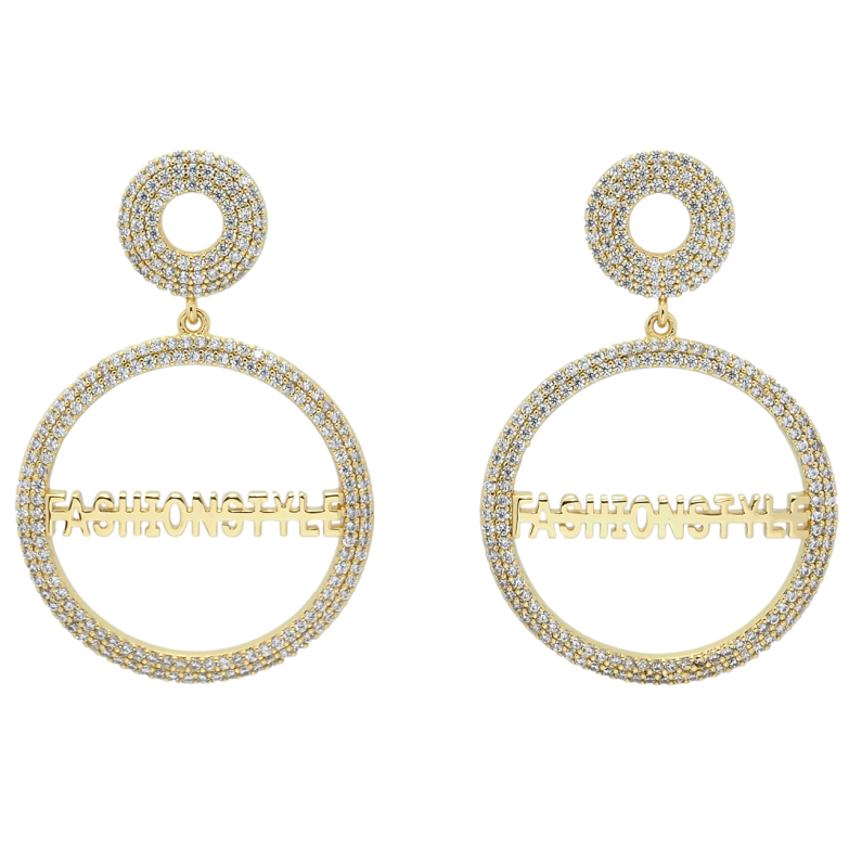 Сережки Xuping QQMM Позолота 14K пусети Стильні підвіски з цирконієм фото №11