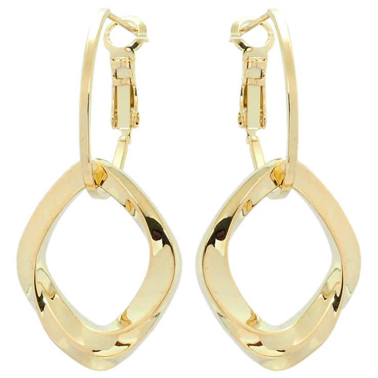 Сережки Xuping QQMM Позолота 14K італійський замок Ромбові підвіски на кільцях фото №8