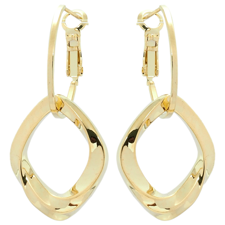 Сережки Xuping QQMM Позолота 14K італійський замок Ромбові підвіски на кільцях фото №1