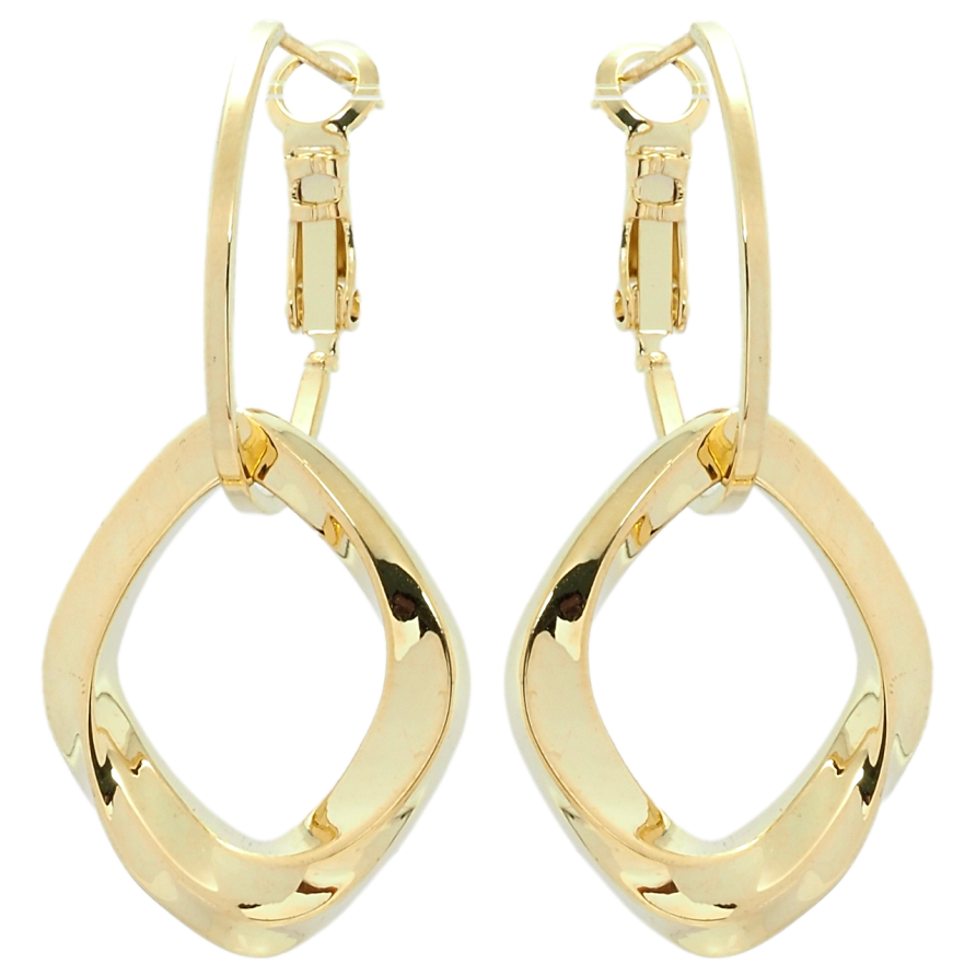 Сережки Xuping QQMM Позолота 14K італійський замок Ромбові підвіски на кільцях фото №1