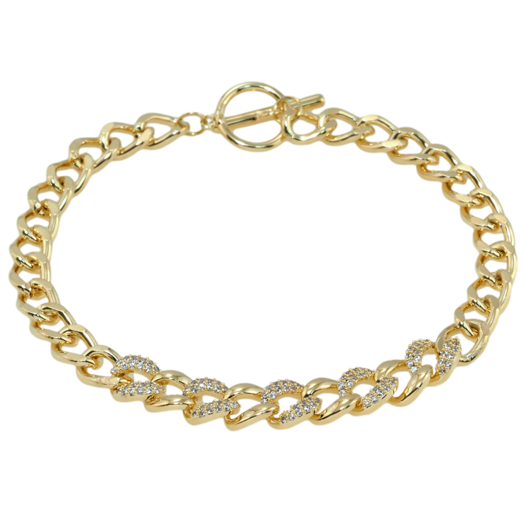 Браслет Xuping QQMM Позолота 14K Панцирне плетіння з цирконієм розмір 18см х 6мм фото №25