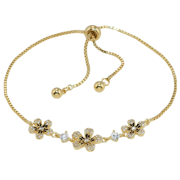 Браслет Xuping QQMM Позолота 14K Квіточки з цирконієм на бігунці 12-22см х 1мм фото №24