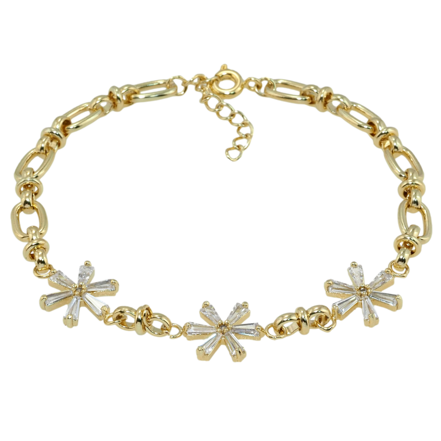 Браслет Xuping QQMM Позолота 14K Ланцюжок зі вставкою квіточки довжина з дод.ланцюжком 17-19.5см х 3-5мм фото №1