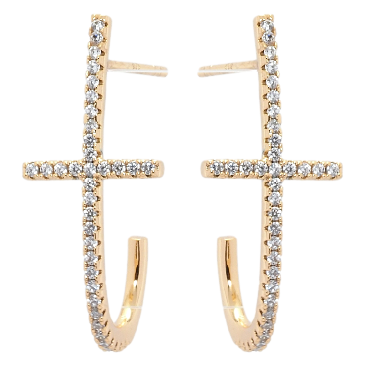 Серьги Xuping JEAN GOUJON Позолота 18K пусеты Крестики с цирконием фото №8