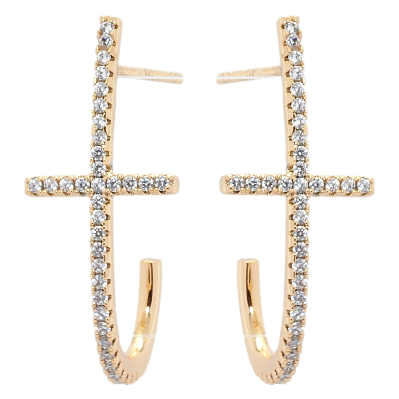 Серьги Xuping JEAN GOUJON Позолота 18K пусеты Крестики с цирконием фото №1