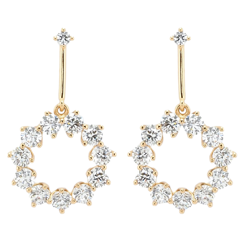 Серьги Xuping JEAN GOUJON Позолота 18K пусеты Колечки с фианитами фото №3