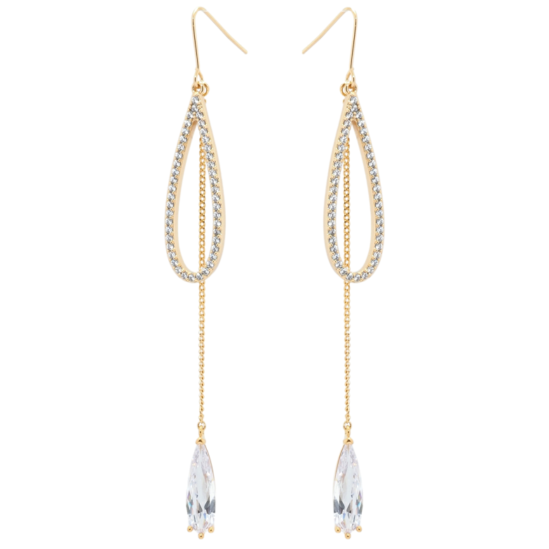 Серьги Xuping JEAN GOUJON Позолота 18K французский замок Подвески фианиты на цепочке фото №4