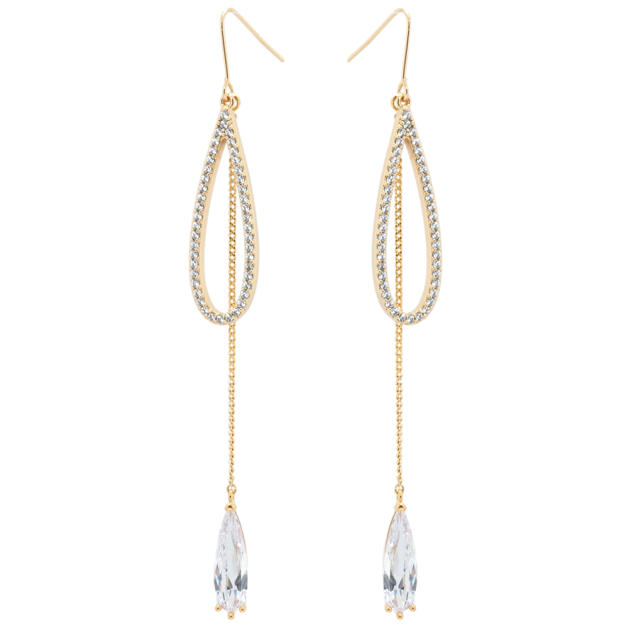 Сережки Xuping JEAN GOUJON Позолота 18K французький замок Підвіски фіаніти на ланцюжку фото №1