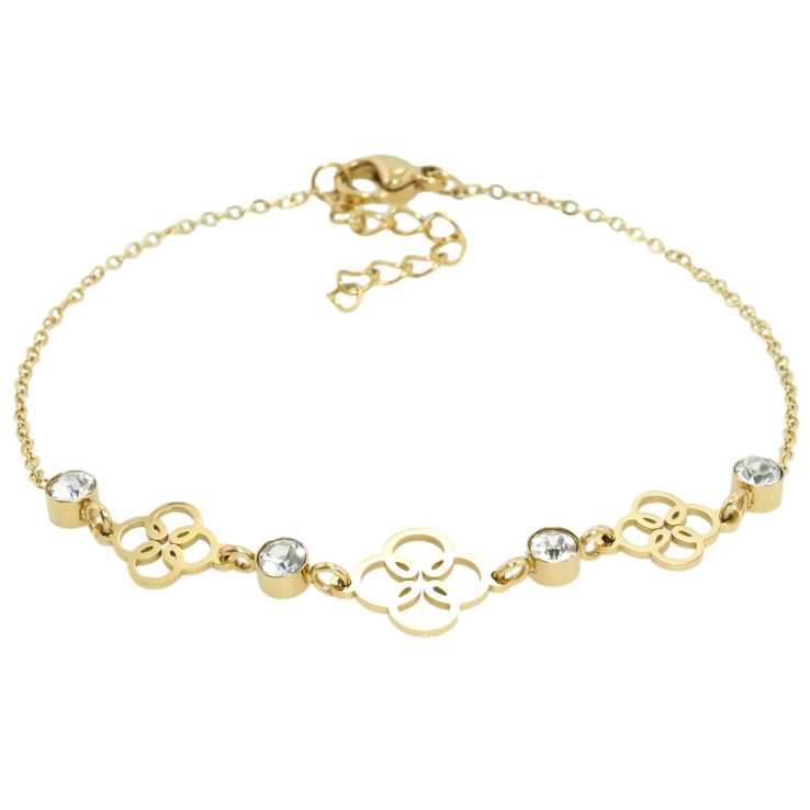 Браслети Xuping JEAN GOUJON Позолота 14K Квіткова вставка з фіанітами довжина з дод.ланцюжком 18-21х1мм фото №14