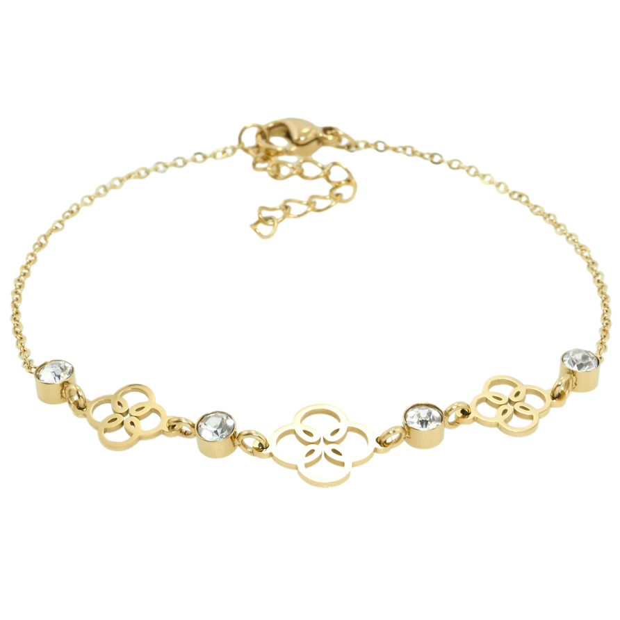 Браслети Xuping JEAN GOUJON Позолота 14K Квіткова вставка з фіанітами довжина з дод.ланцюжком 18-21х1мм фото №1