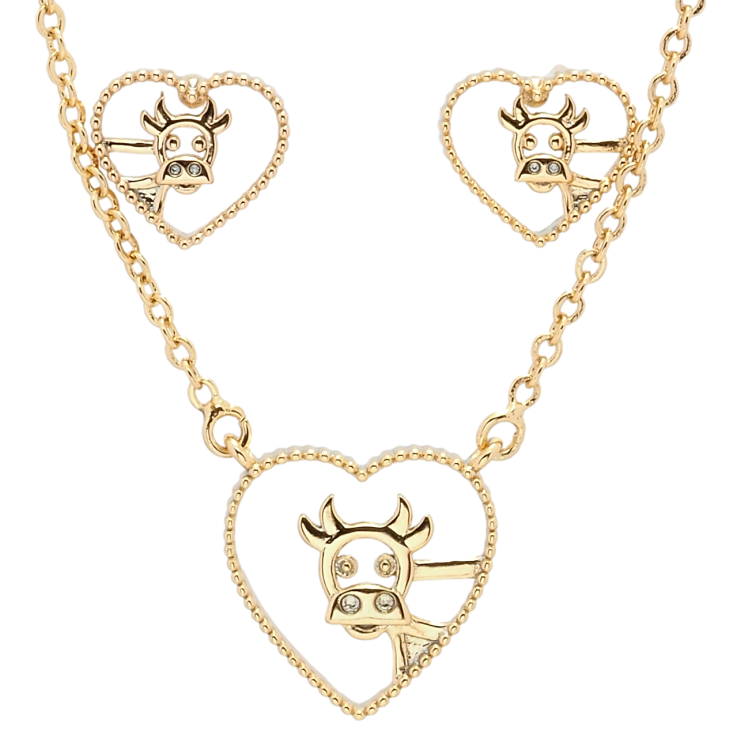 Набір дитячий Xuping Позолота 18K Сережки Підвіска на ланцюжку Корівка в серці довжина 46-51,5см х 1,5мм фото №18