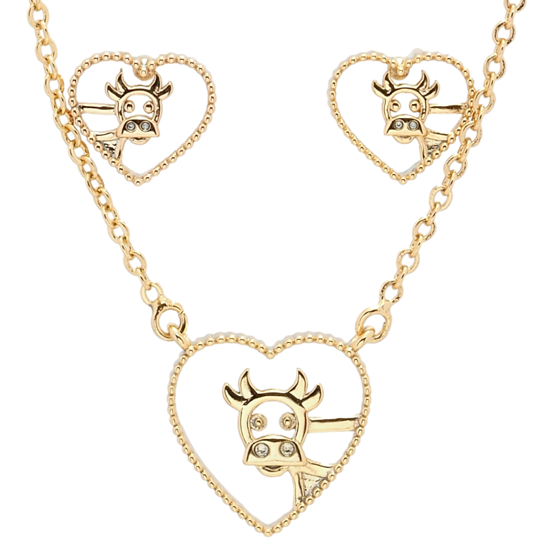 Набір дитячий Xuping Позолота 18K Сережки Підвіска на ланцюжку Корівка в серці довжина 46-51,5см х 1,5мм фото №23