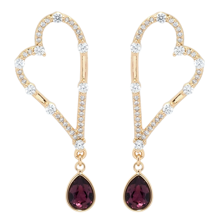 Сережки Xuping колір 18K з кристалами Swarovski пусети Сердечки з кр-ми Amethyst фото №19