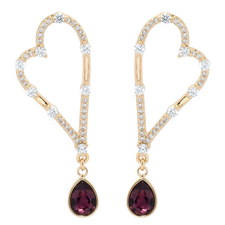 Сережки Xuping колір 18K з кристалами Swarovski пусети Сердечки з кр-ми Amethyst фото №15