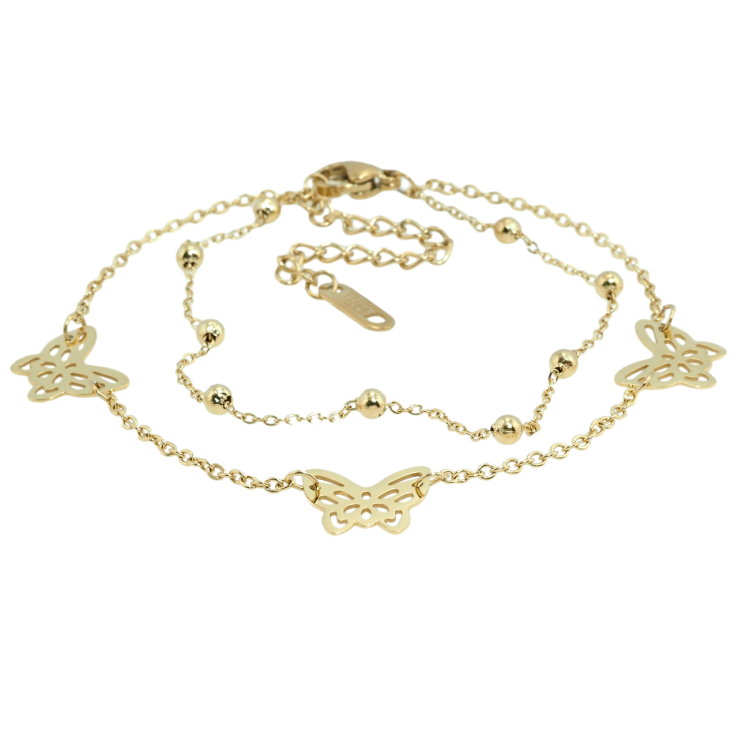Браслет Xuping ТТМ Stainless Steel колір 14K Метелики довжина з доп.ланцюжком 17.5-22.5см х 1мм фото №15 Браслет Xuping ТТМ Stainless Steel колір 14K Метелики довжина з доп.ланцюжком 17.5-22.5см х 1мм фото №15