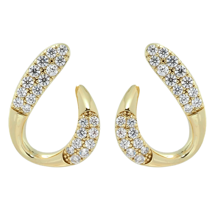 Сережки Xuping QQMM Позолота 14K пусети Петельки з інкрустацією цирконієм фото №4