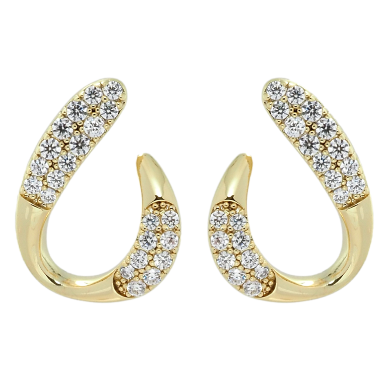 Сережки Xuping QQMM Позолота 14K пусети Петельки з інкрустацією цирконієм фото №1