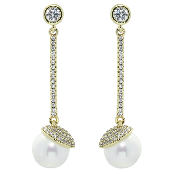 Серьги Xuping QQMM Позолота 14K пусеты Жемчужные подвески с инкрустацией цирконием фото №25
