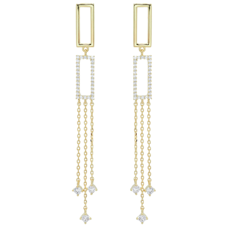 Серьги Xuping QQMM Позолота 14K пусеты Декоративные подвески с цирконием фото №11