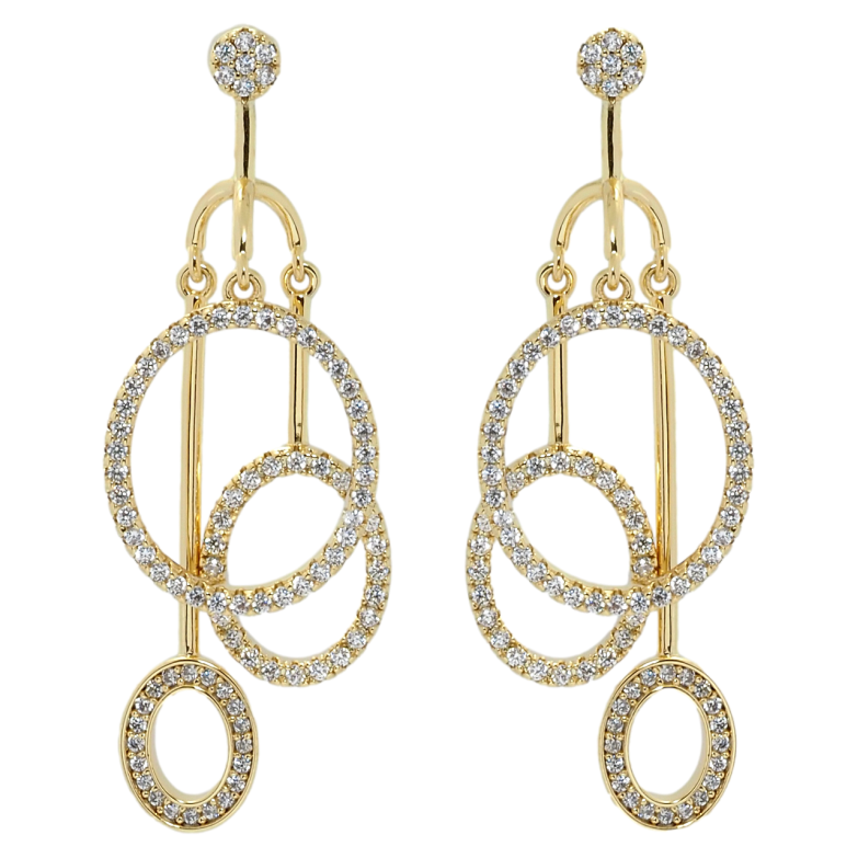 Серьги Xuping QQMM Позолота 14K пусеты Подвески с колечками фото №1