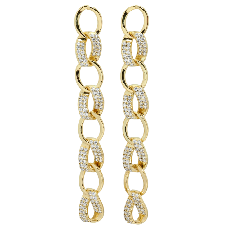 Сережки Xuping QQMM Позолота 14K пусети Підвіски ланцюжки з цирконієм фото №10