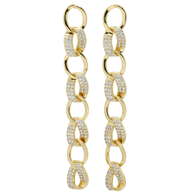 Сережки Xuping QQMM Позолота 14K пусети Підвіски ланцюжки з цирконієм фото №1