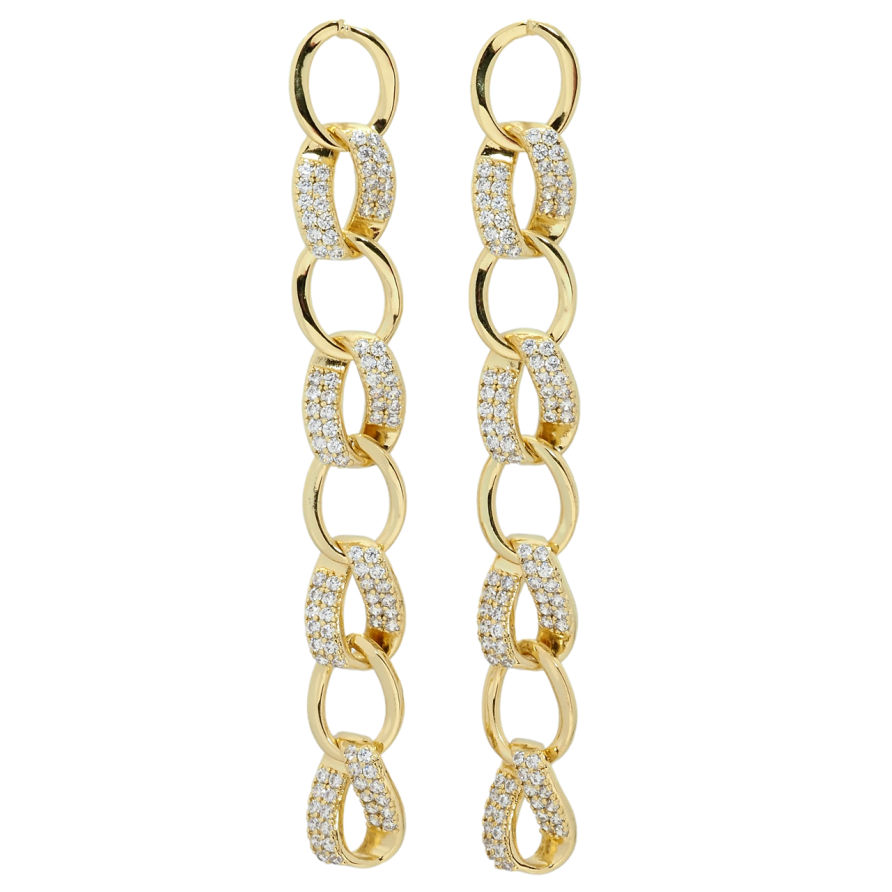 Сережки Xuping QQMM Позолота 14K пусети Підвіски ланцюжки з цирконієм фото №1