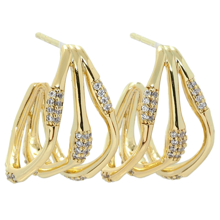 Серьги Xuping QQMM Позолота 14K пусеты Декоративные с цирконием фото №9