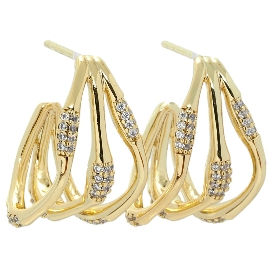 Серьги Xuping QQMM Позолота 14K пусеты Декоративные с цирконием фото №1