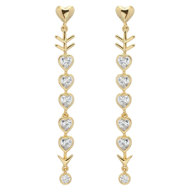 Сережки Xuping QQMM Позолота 14K пусети Підвіски серця пронизані стрілою фото №1