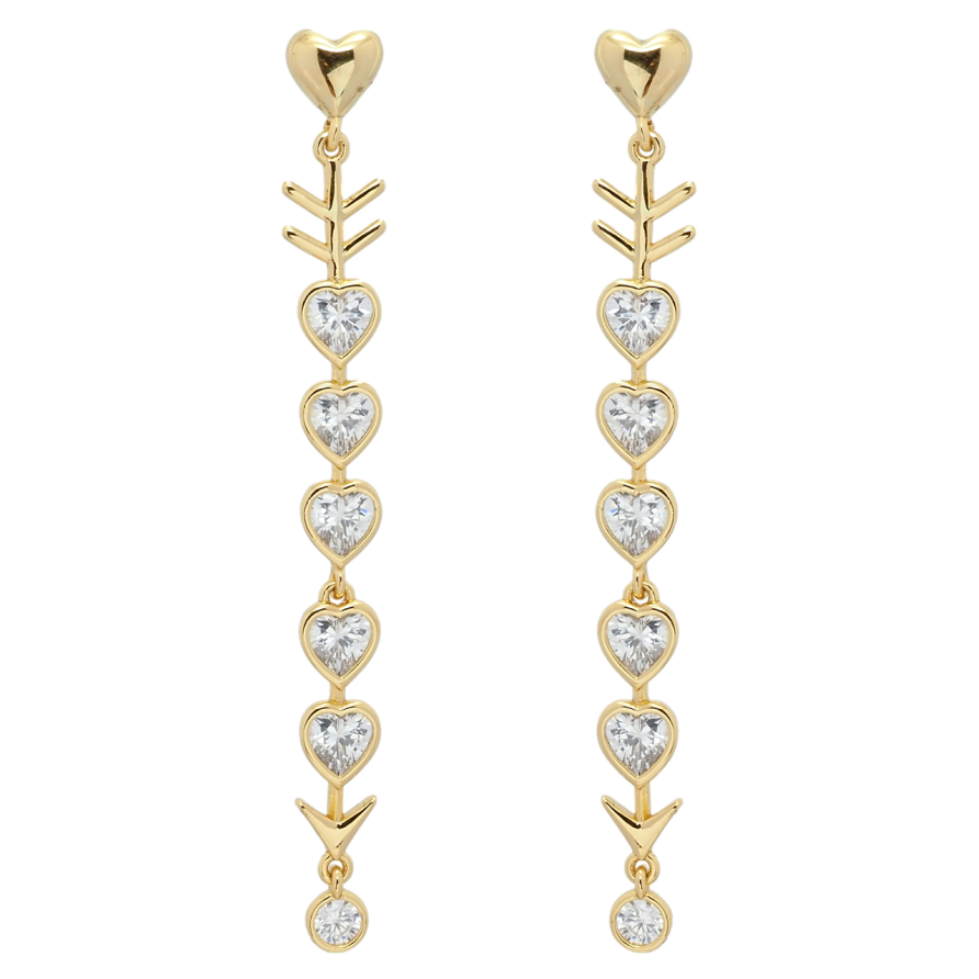 Сережки Xuping QQMM Позолота 14K пусети Підвіски серця пронизані стрілою фото №1