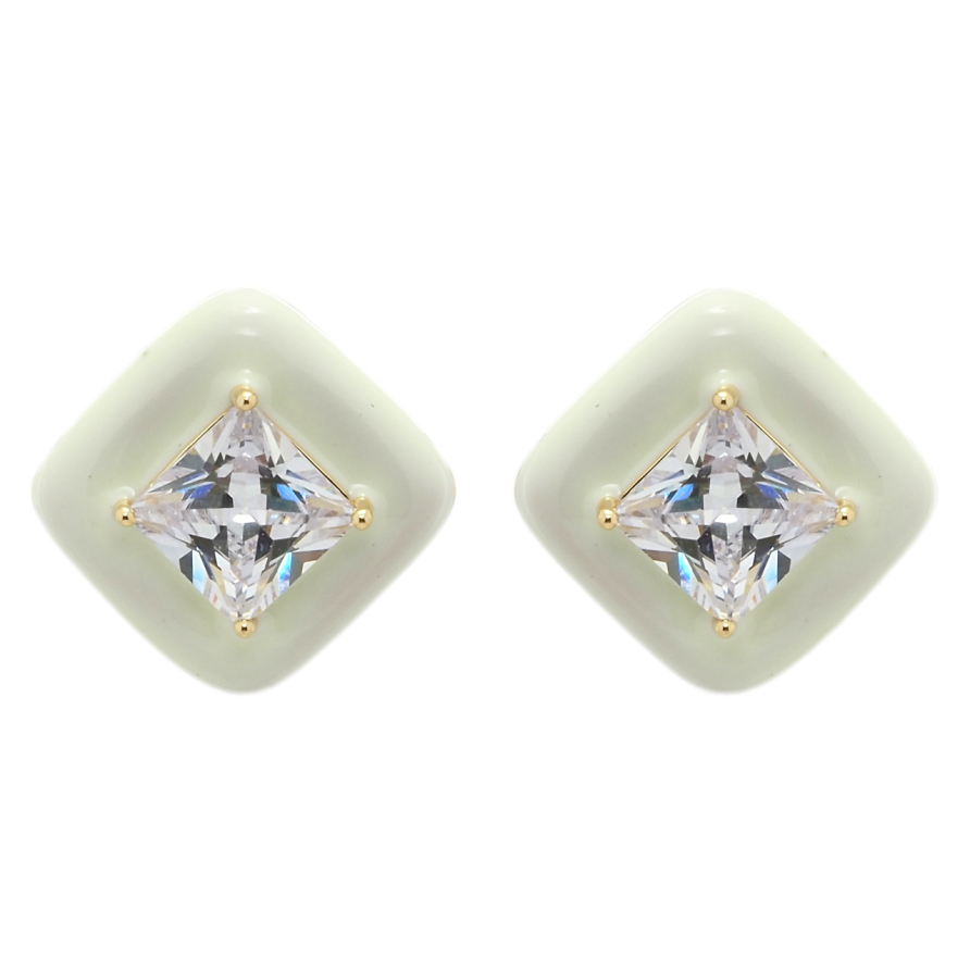 Сережки Xuping QQMM Позолота 14K пусети Ромби з фіанітами та емаллю фото №1